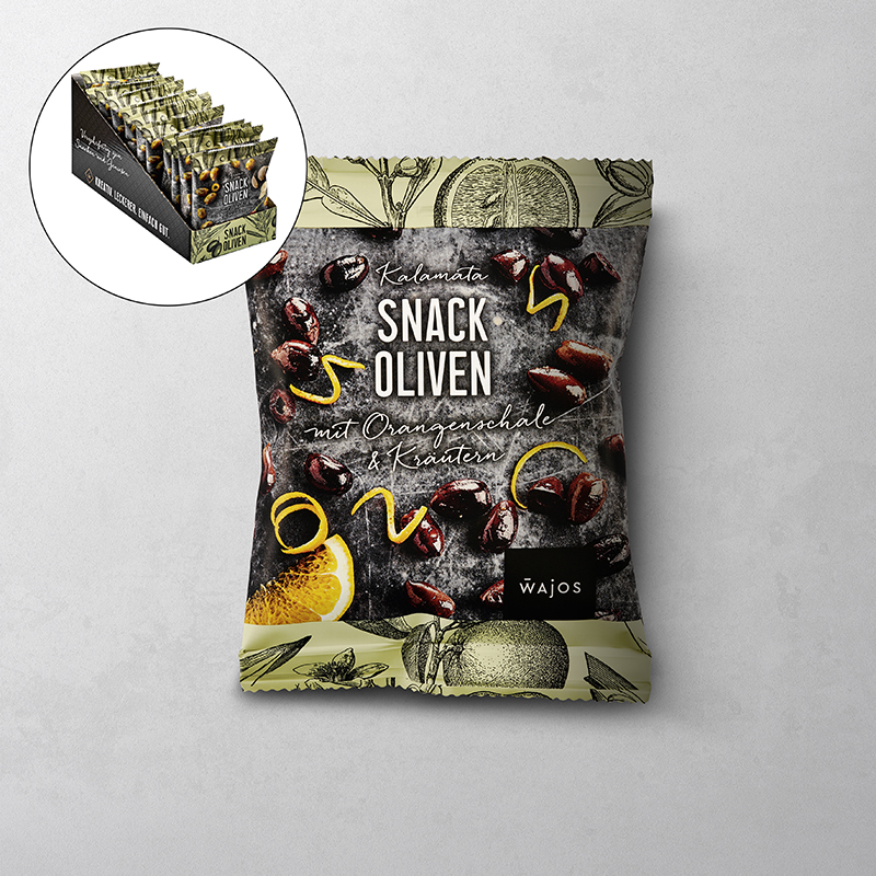 Snack Oliven Kalamata mit Orangenschale & Kräutern